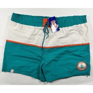 Vintage Pony Marino Decks Mens Nautical Shorts L Teal Orange Deadstock NWT 90s